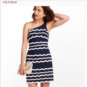 Lilly Pulitzer Navy One Shoulder Dress